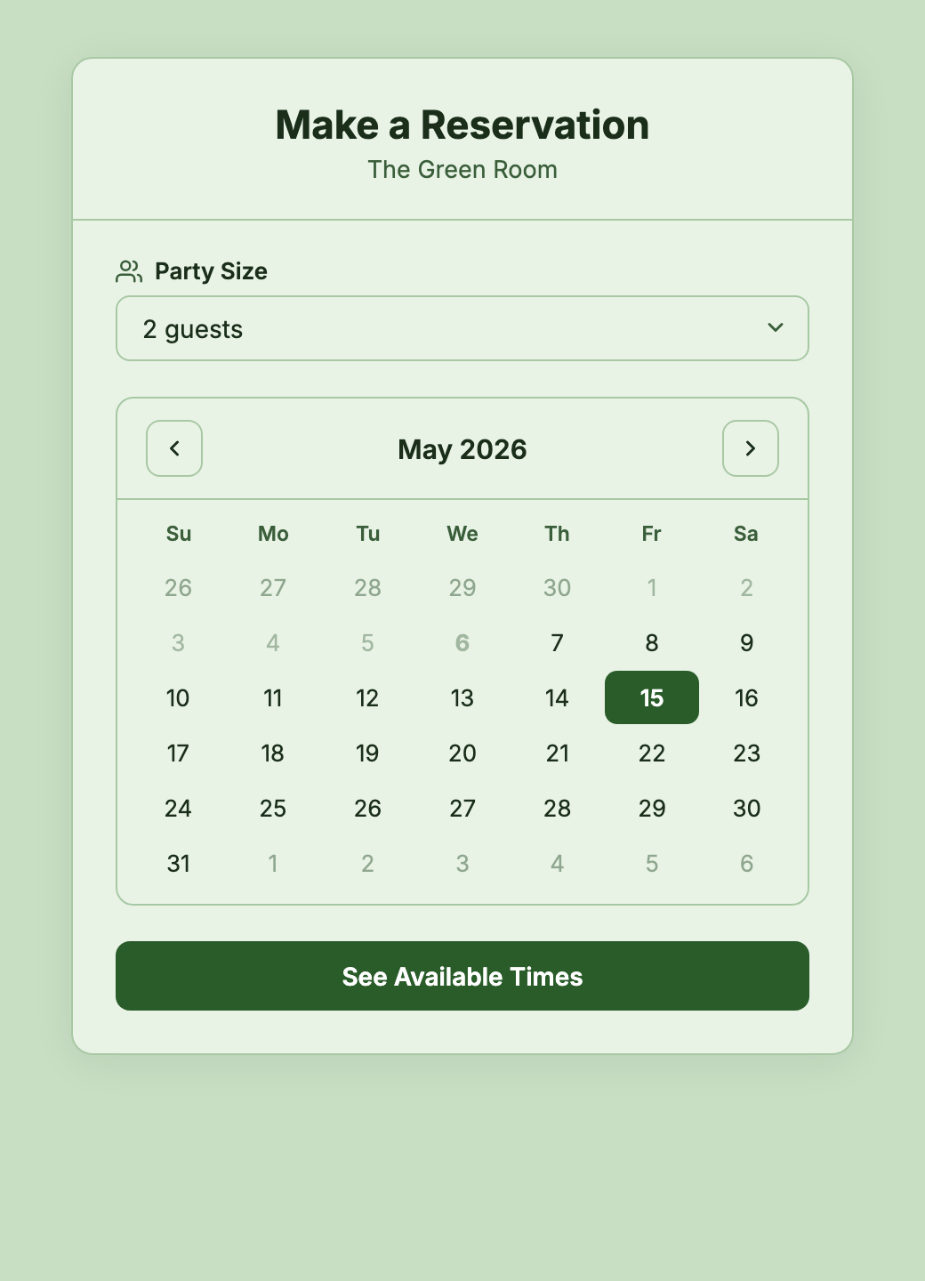 Seatly booking widget with custom restaurant branding